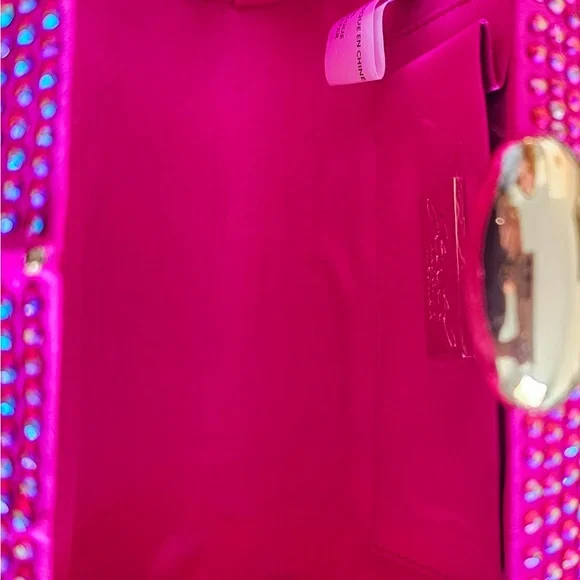 Pink Rhinestone Evening Bag with Gold Chain - Picture 3 of 3